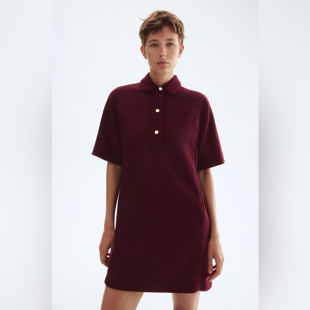 H&M Burgundy Dress with Gold Buttons